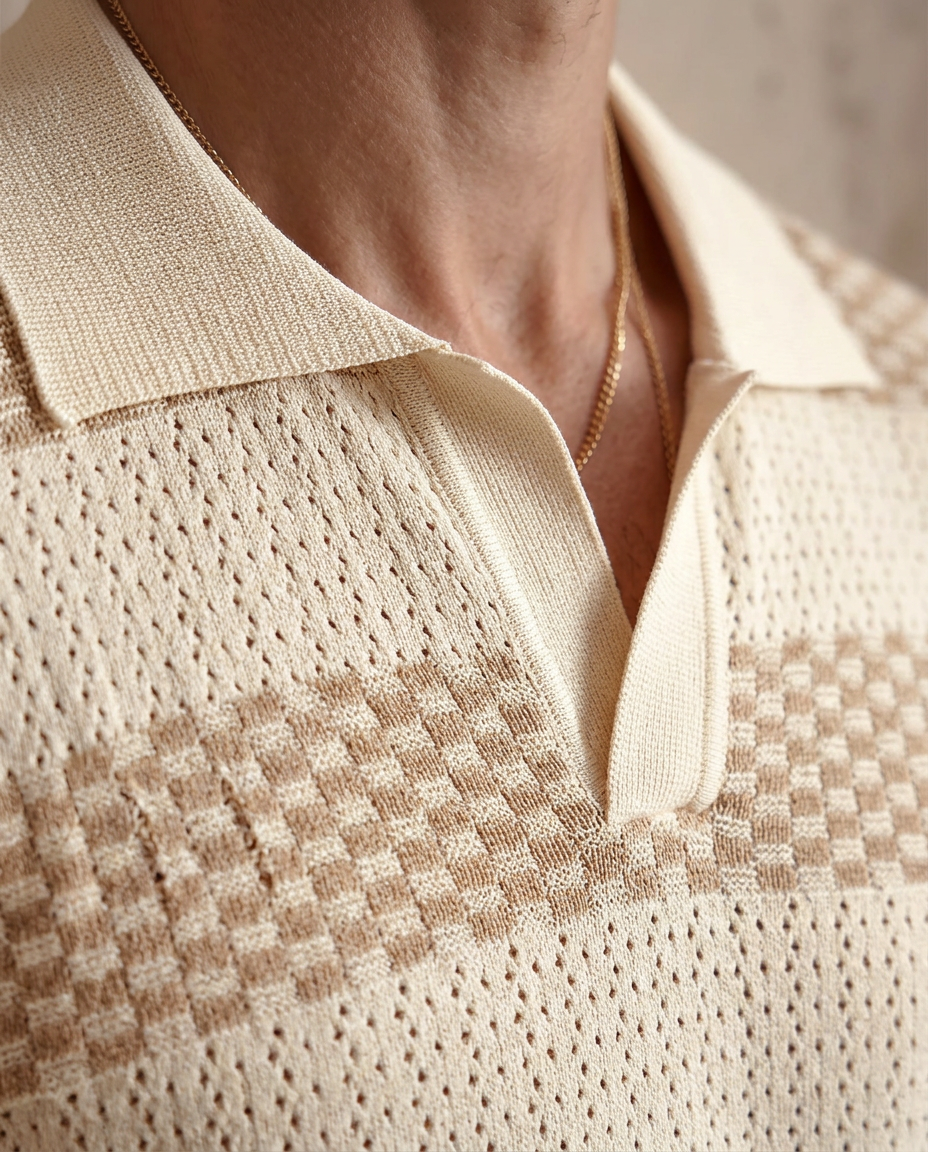 The Cadaques Polo - collar and neckline detail