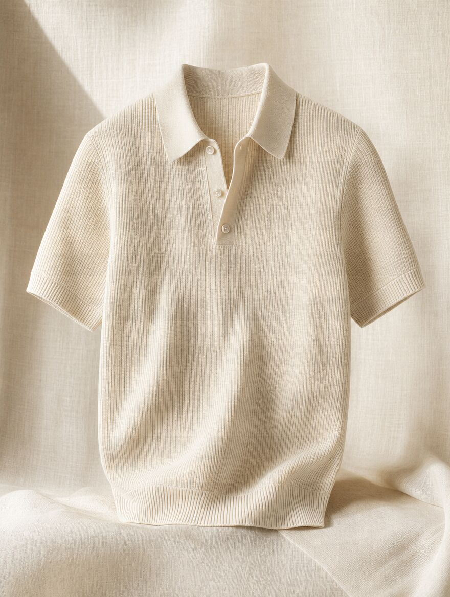A knitted polo shirt in the Saint Véloir atelier